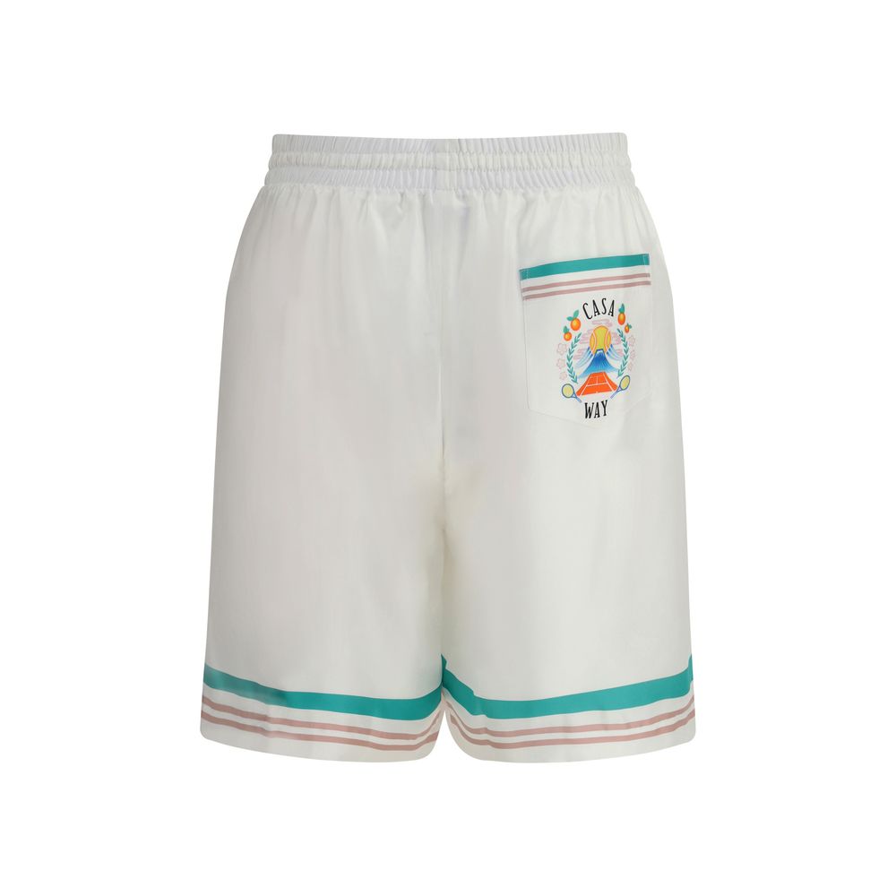 Casablanca White Silk Bermuda Shorts Casablanca
