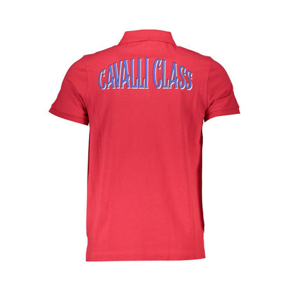 Cavalli Class Rosso Cotton Mens Polo Shirt