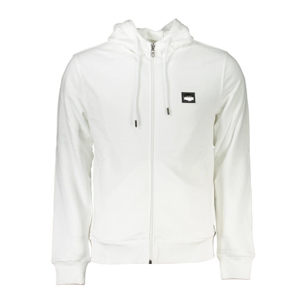 Cavalli Class White Cotton Men's Hooded Sweater