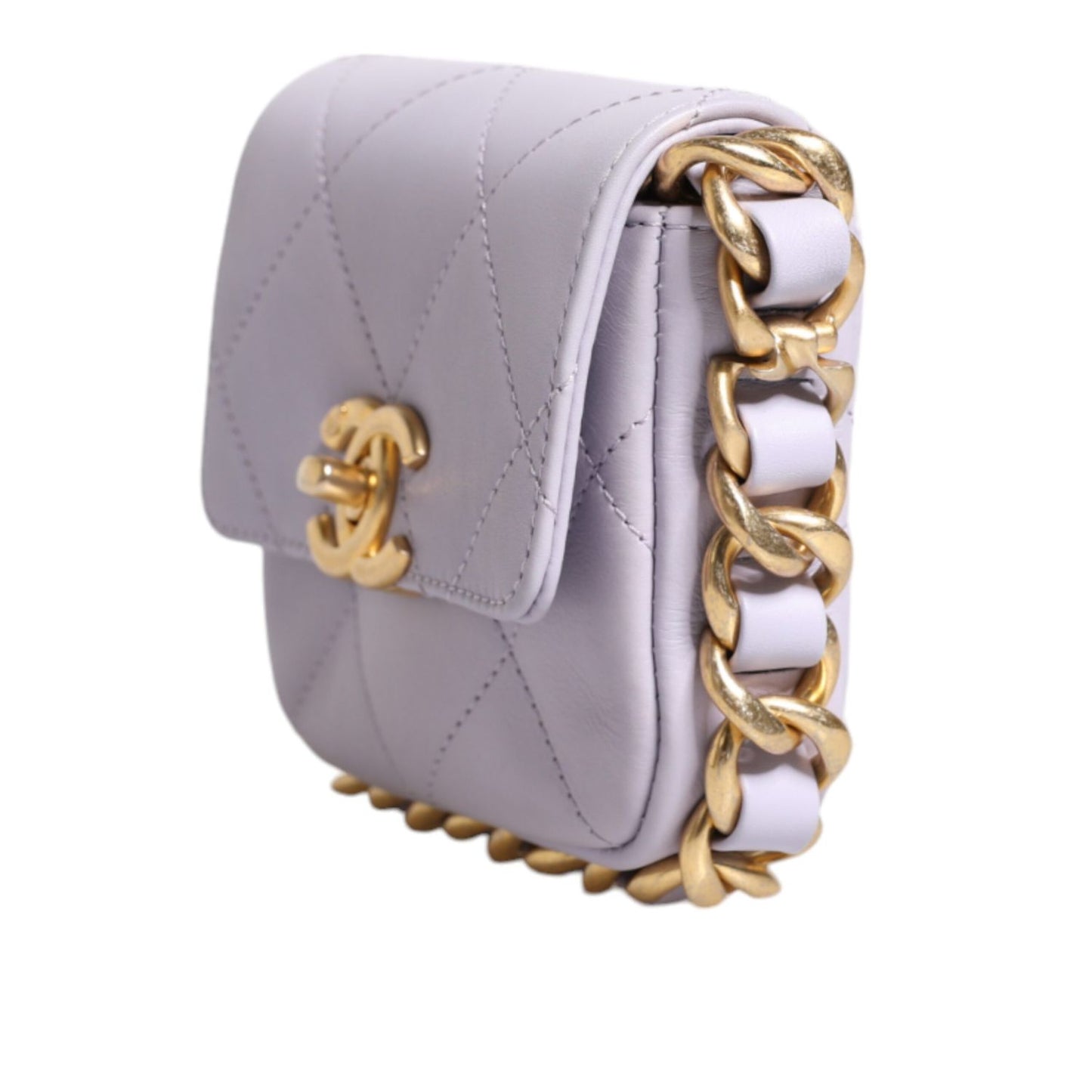 Chanel Blue Quilted Calfskin Framing Chain Flap Mini crossbody Bag Chanel