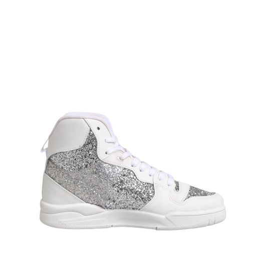 Chiara Ferragni White Silver High Top Women Sneakers Shoes Chiara Ferragni