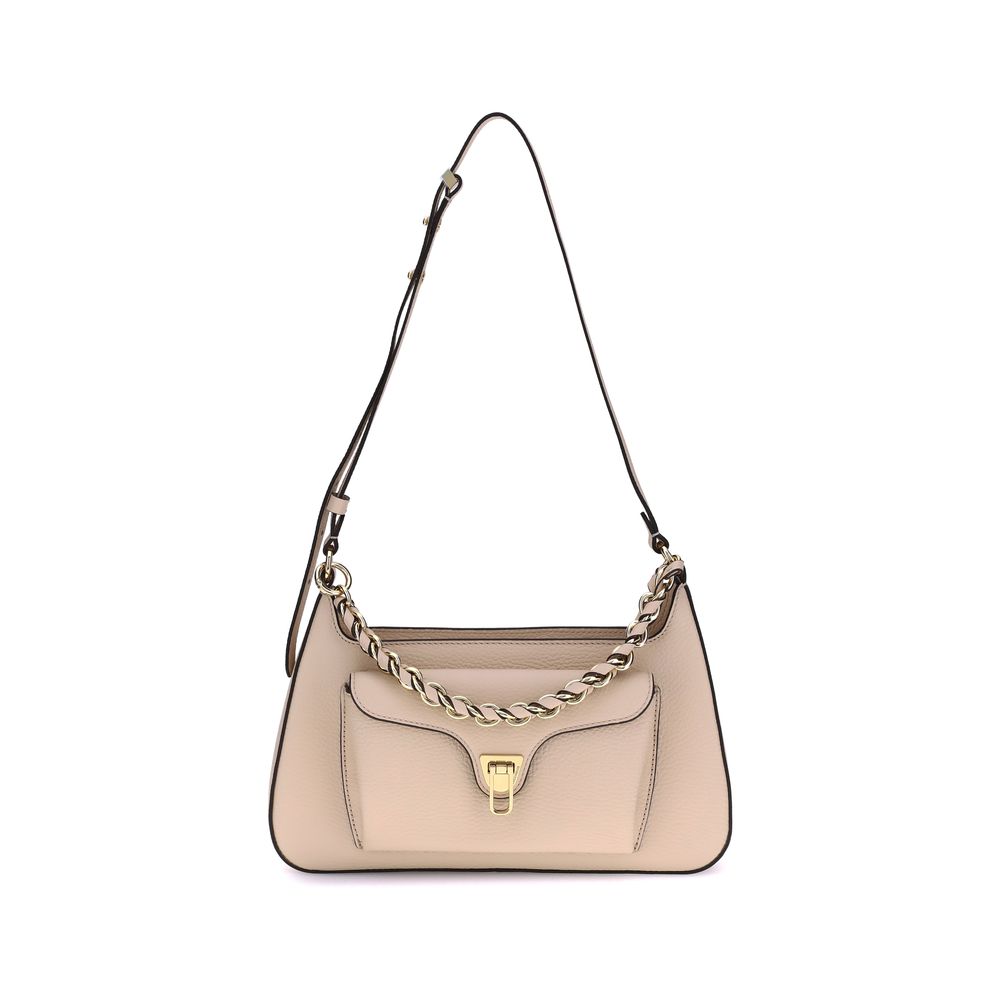 Coccinelle Beige Calf Leather Bos Taurus Shoulder Bag Coccinelle