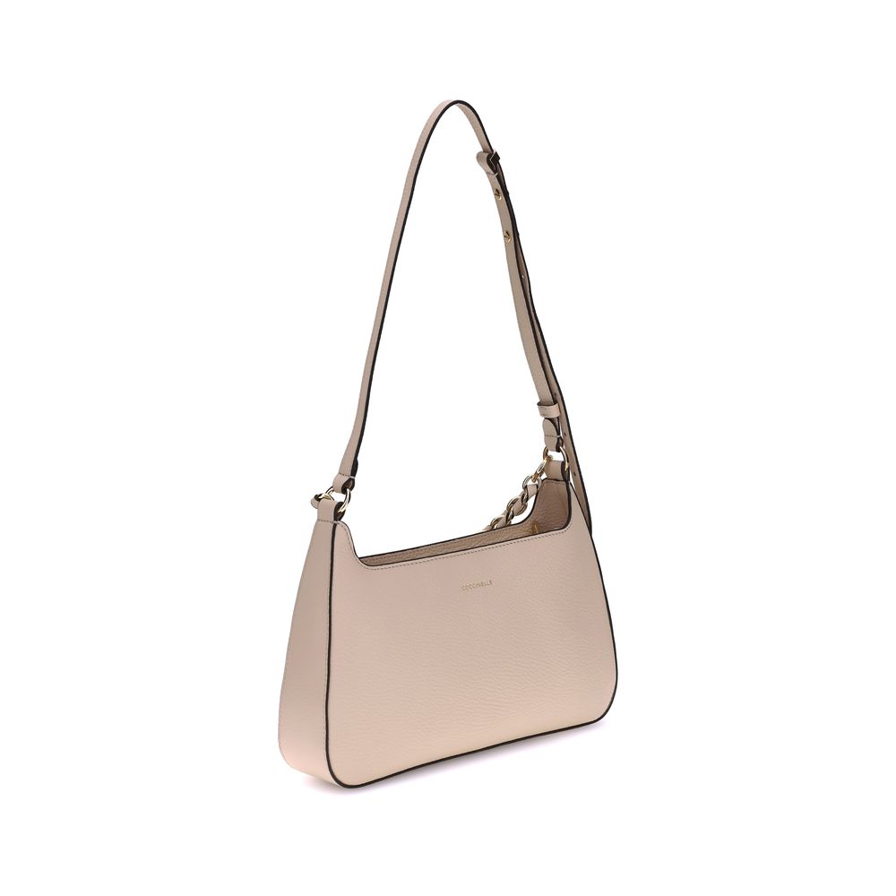 Coccinelle Beige Calf Leather Bos Taurus Shoulder Bag Coccinelle