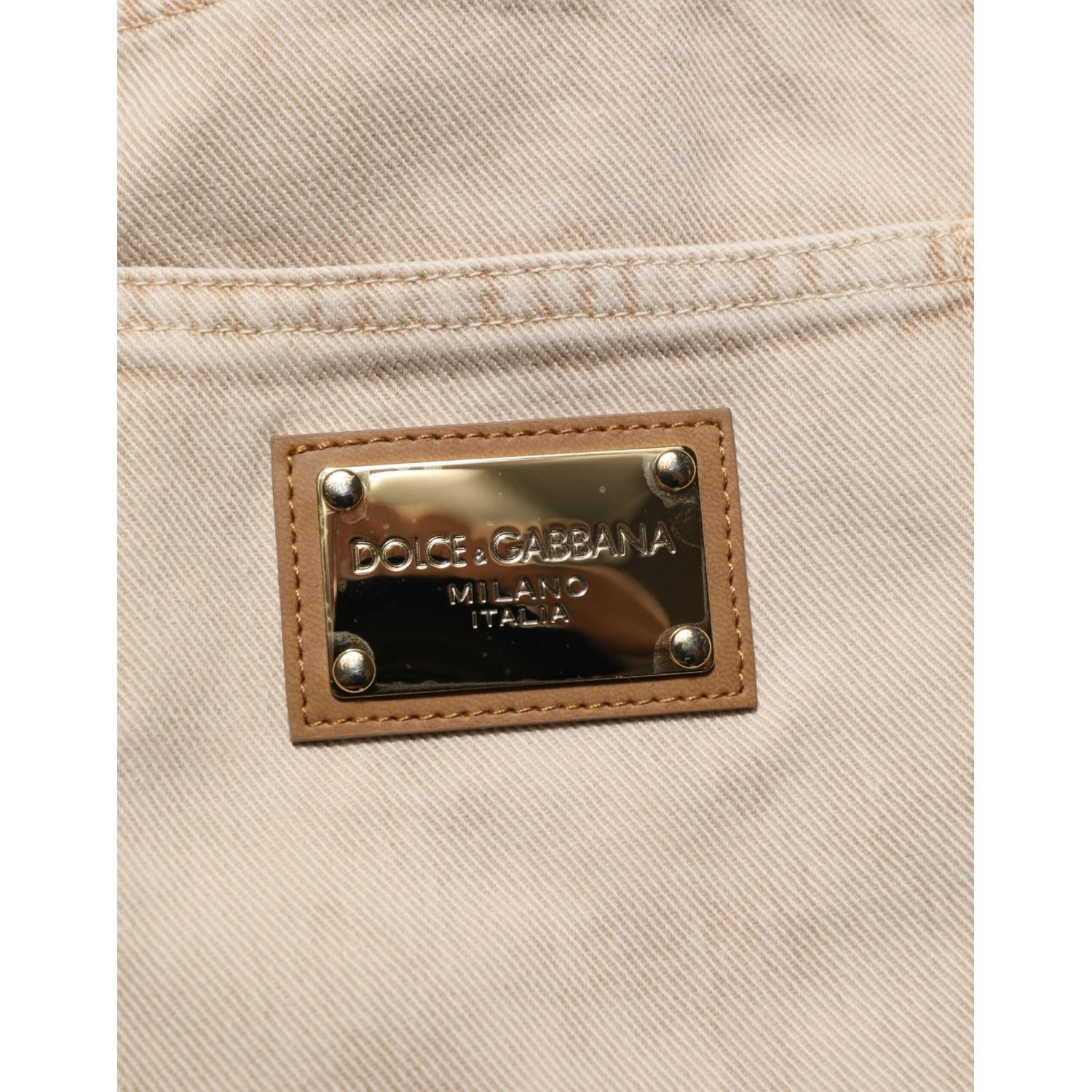 Dolce & Gabbana Beige Cotton Straight Denim Trouser Jeans