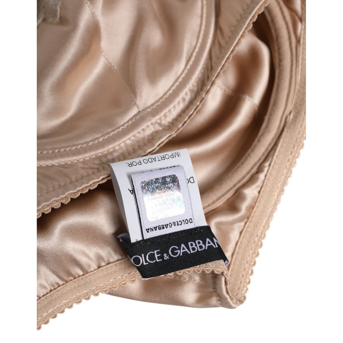 Dolce & Gabbana Biege Silk Underwired Balconette Bra Underwear