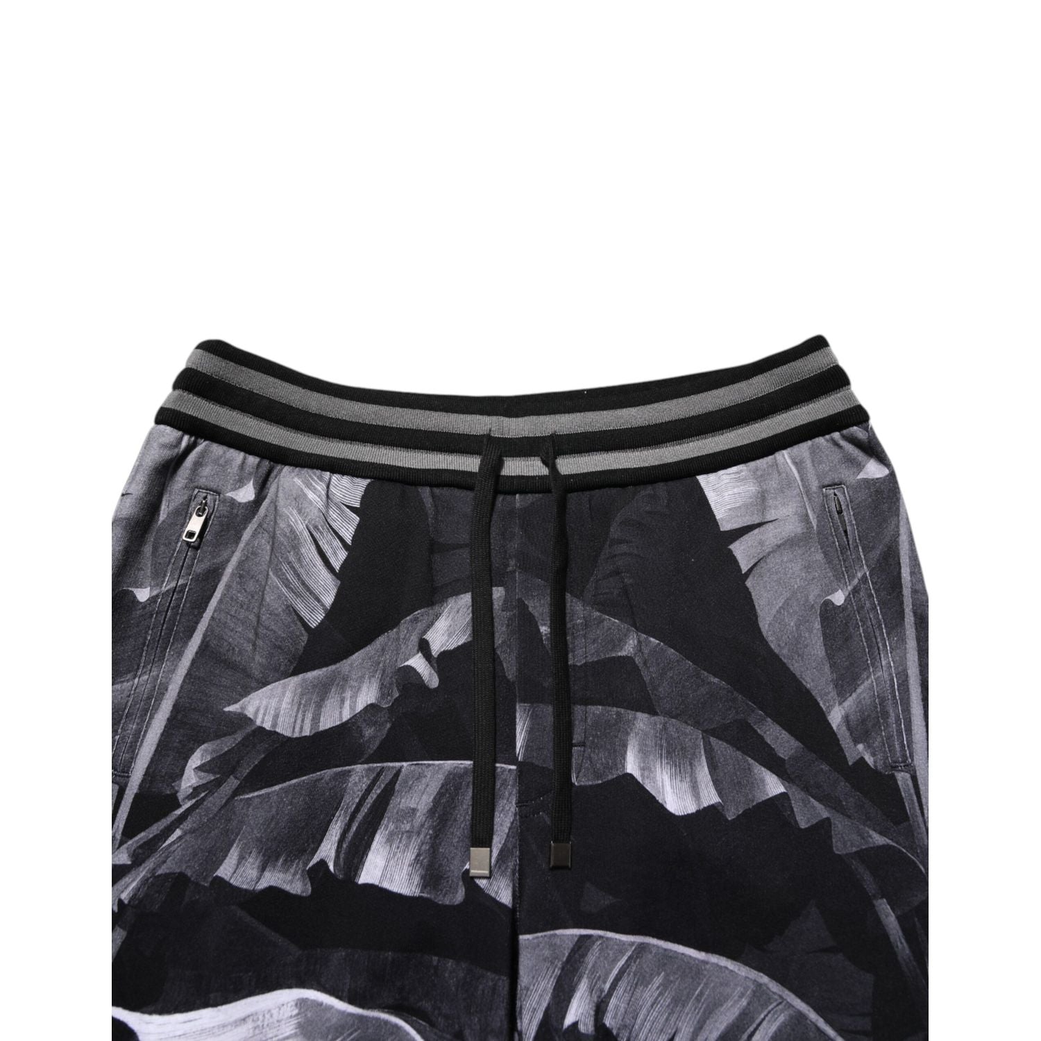 Dolce & Gabbana Black Banana Leaf Cotton Jogger Trouser Pants