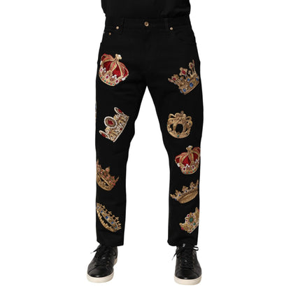 Dolce & Gabbana Black Baroque Royal Men Dress Trouser Pants