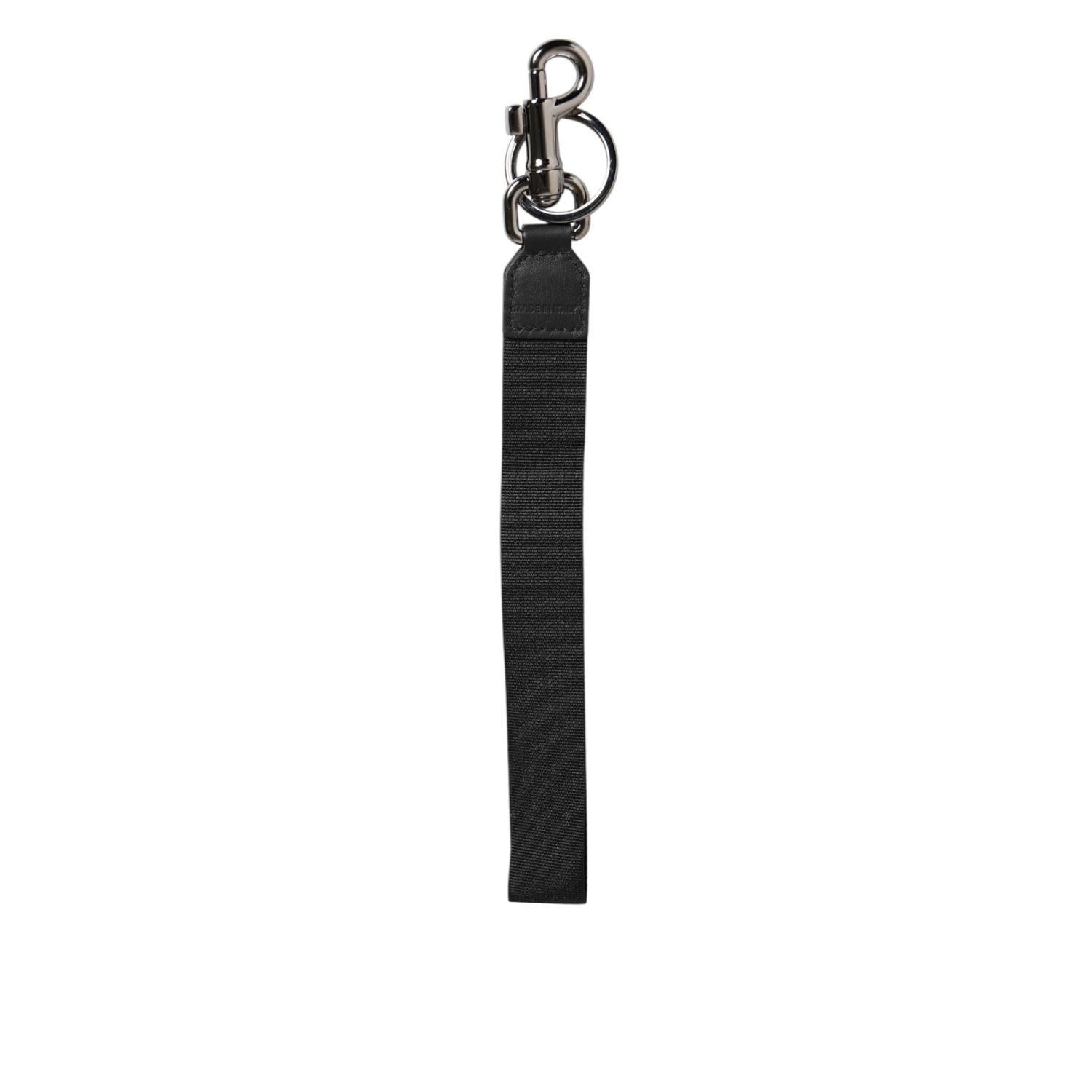 Dolce & Gabbana Black Blue DG Logo Polyester Brass Holder Keychain Keyring