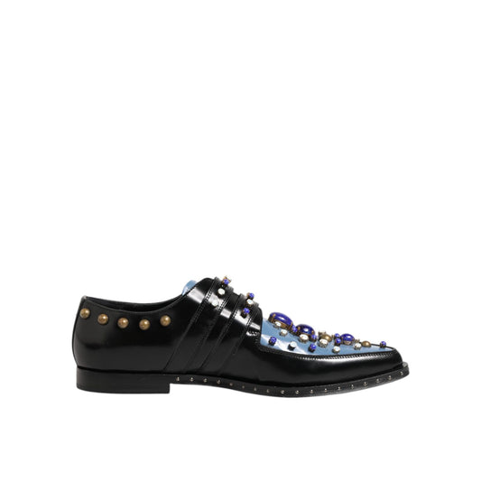 Dolce & Gabbana Black Blue Embellished MONKSTRAP Dress Shoes Dolce & Gabbana