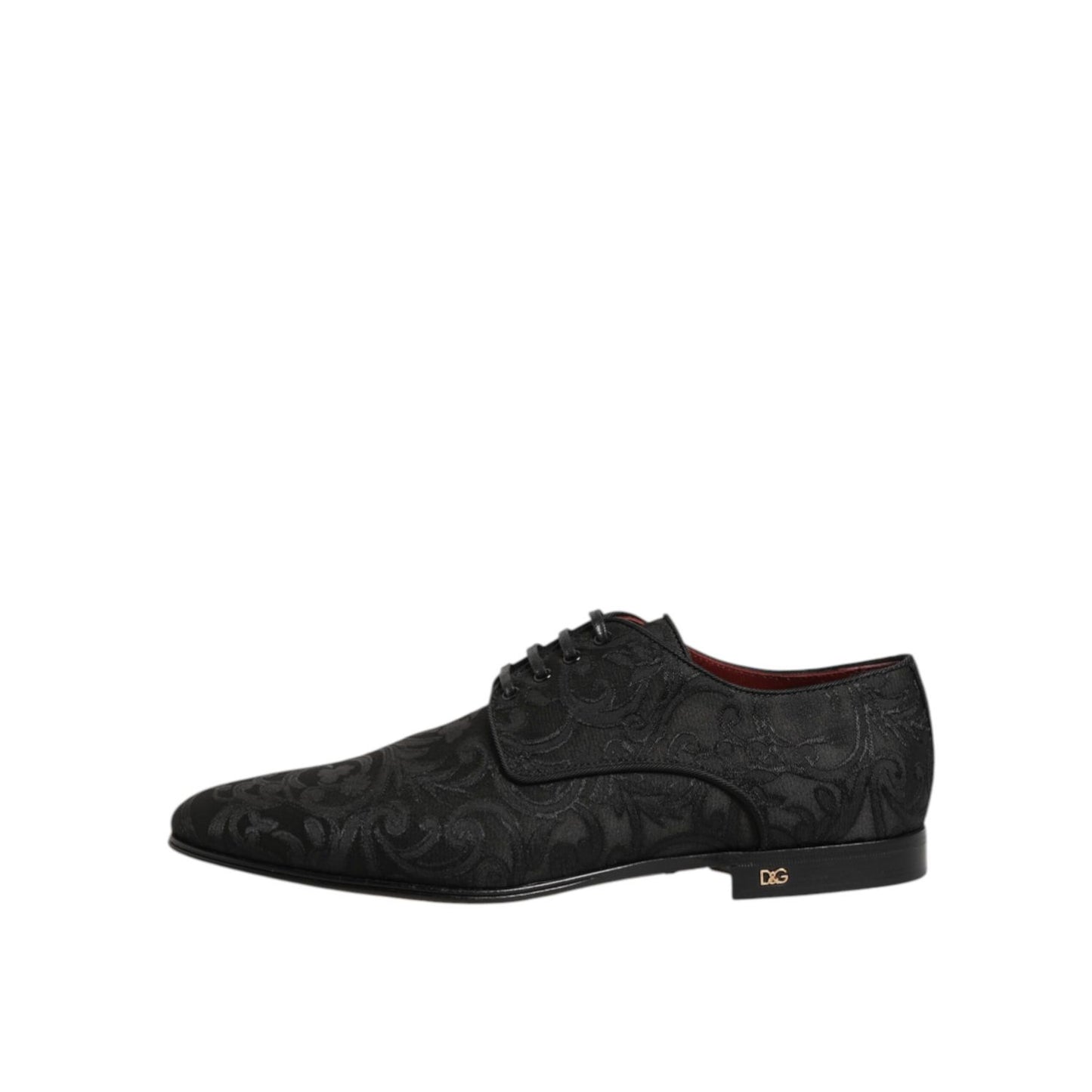 Dolce & Gabbana Black Brocade Lace Up Derby Men Dress Shoes