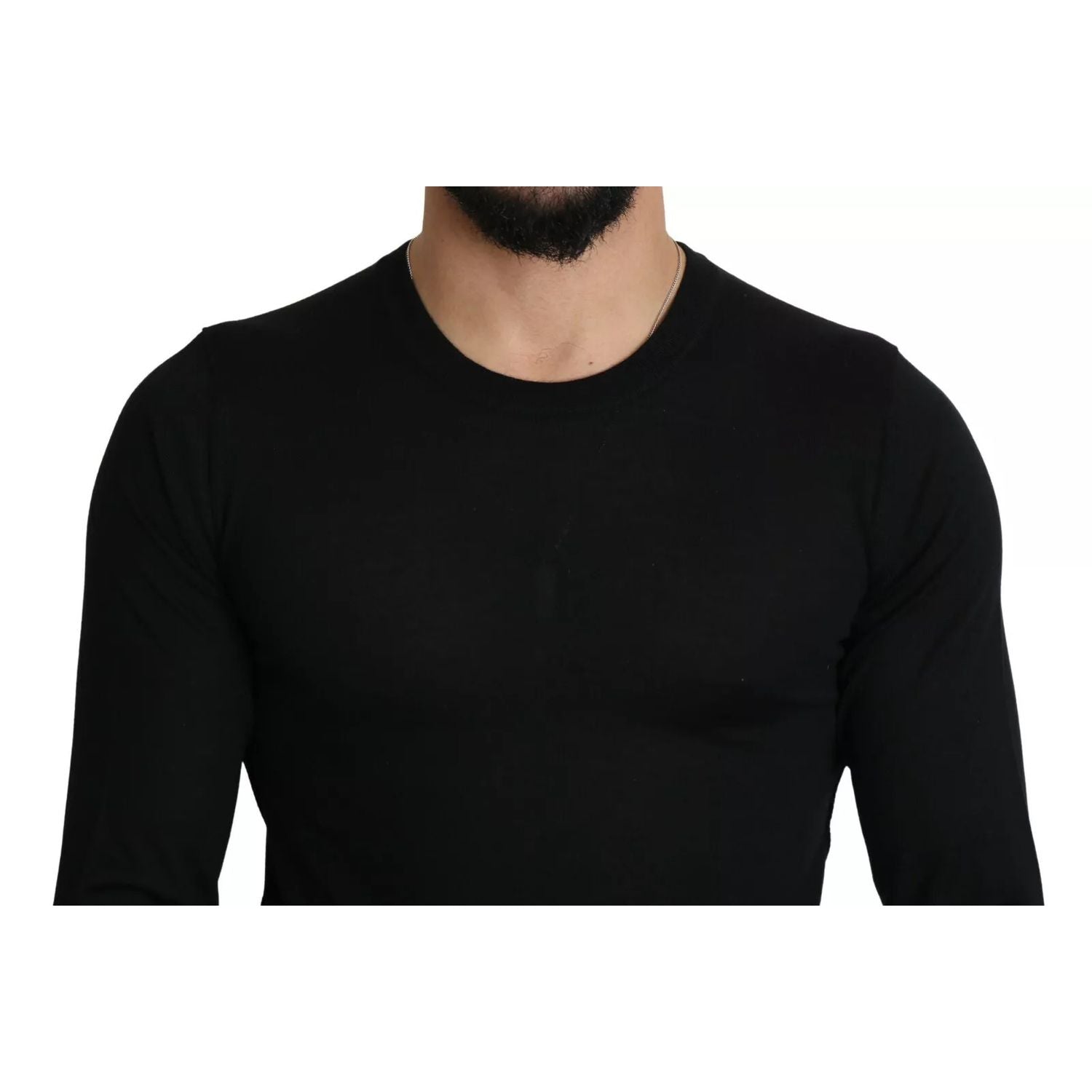 Dolce & Gabbana Black Cashmere Crewneck Pullover Sweater