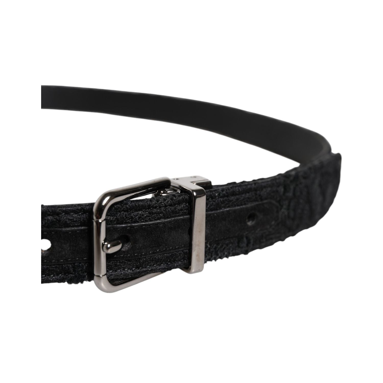 Dolce & Gabbana Black Cotton Blend Silver Metal Buckle Belt