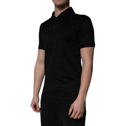 Dolce & Gabbana Black Cotton Collared Polo T-shirt