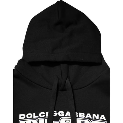 Dolce & Gabbana Black Cotton DG Milano Logo Print Hoodie Sweater