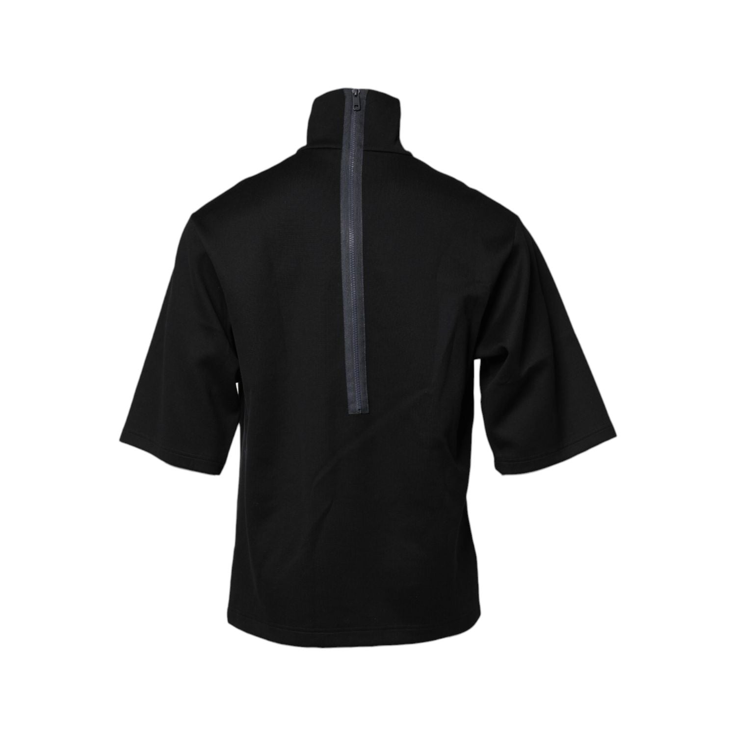 Dolce & Gabbana Black Cotton DG Print Turtleneck T-shirt