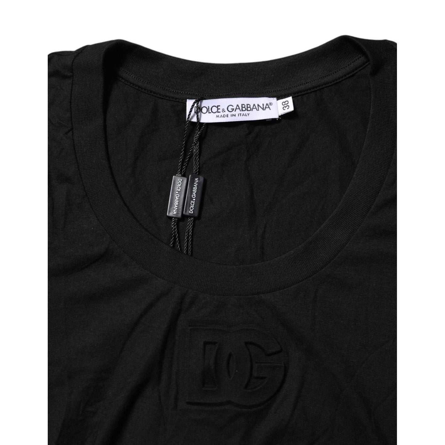 Dolce & Gabbana Black Cotton Short Sleeves Round Neck T-shirt