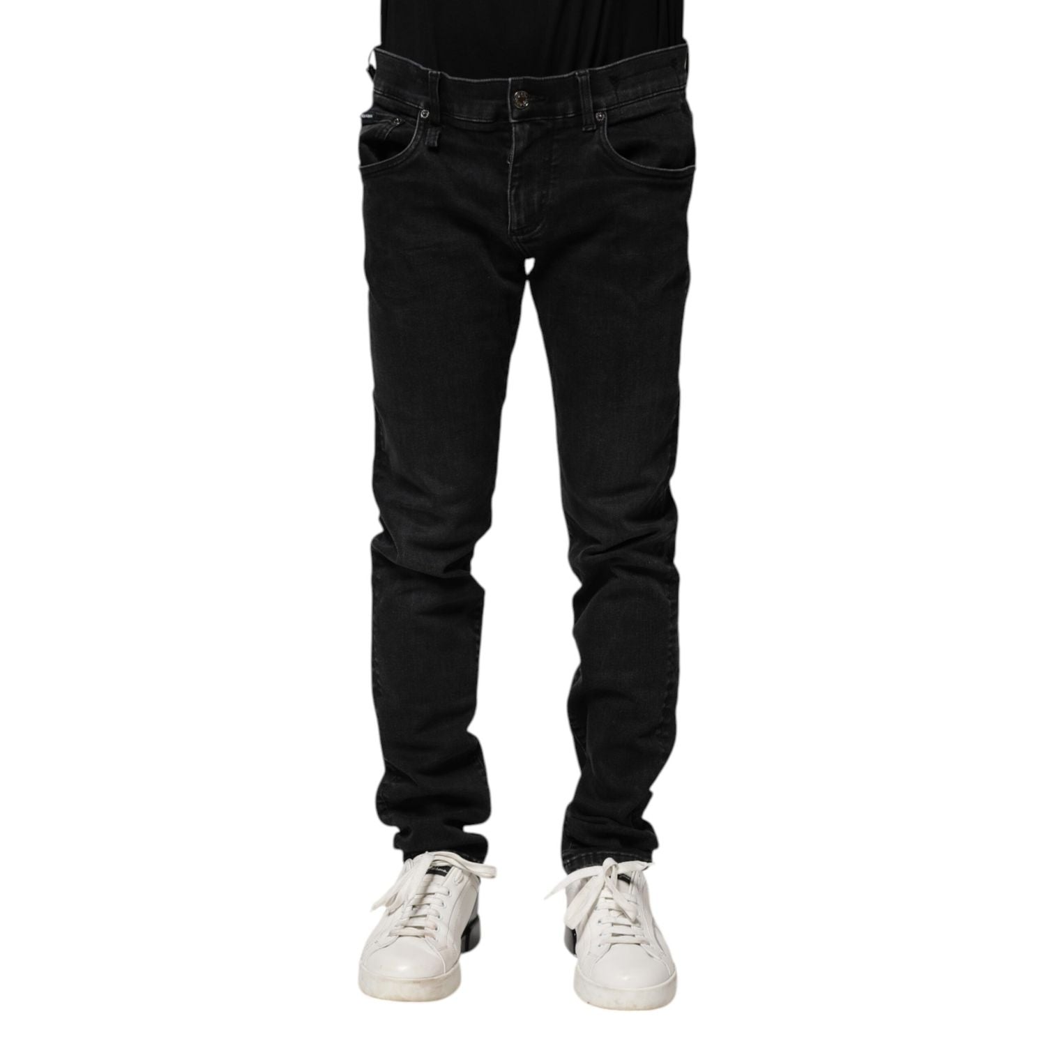 Dolce & Gabbana Black Cotton Skinny Men Denim Jeans