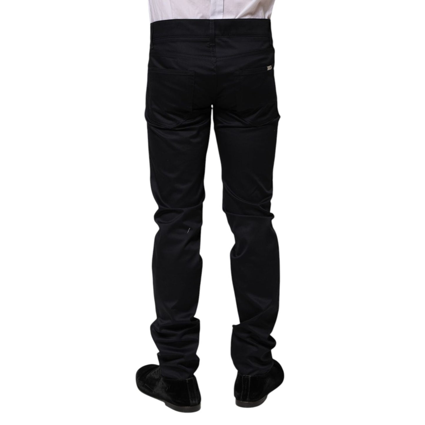 Dolce & Gabbana Black Cotton Skinny Mid Waist Pants