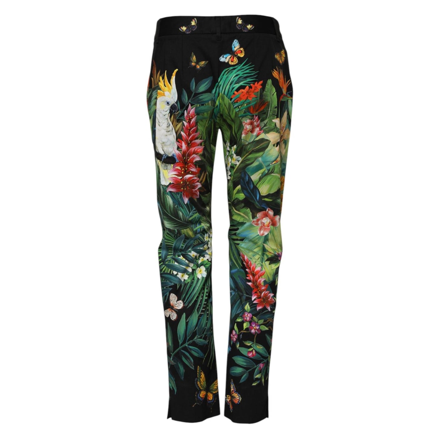 Dolce & Gabbana Black Cotton Tropical Mid Waist Pants