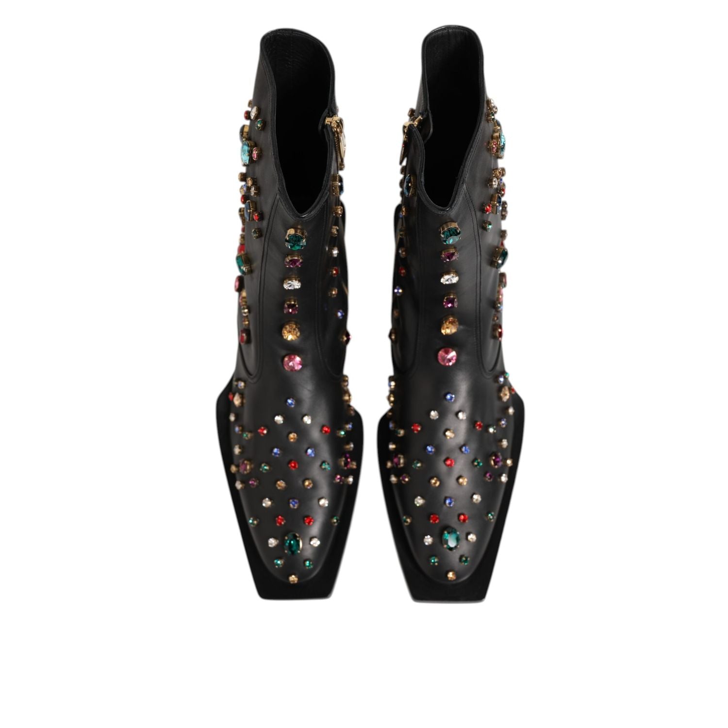 Dolce & Gabbana Black Crystal Embellished Men Short Boots Shoes