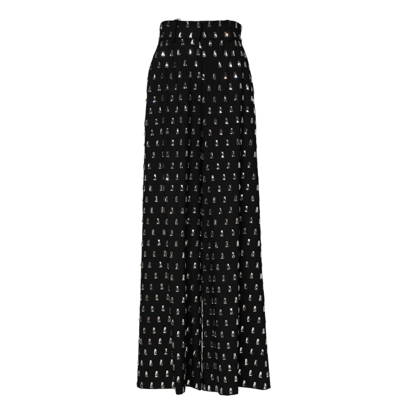 Dolce & Gabbana Black Crystal Embellished Wide Leg Pants