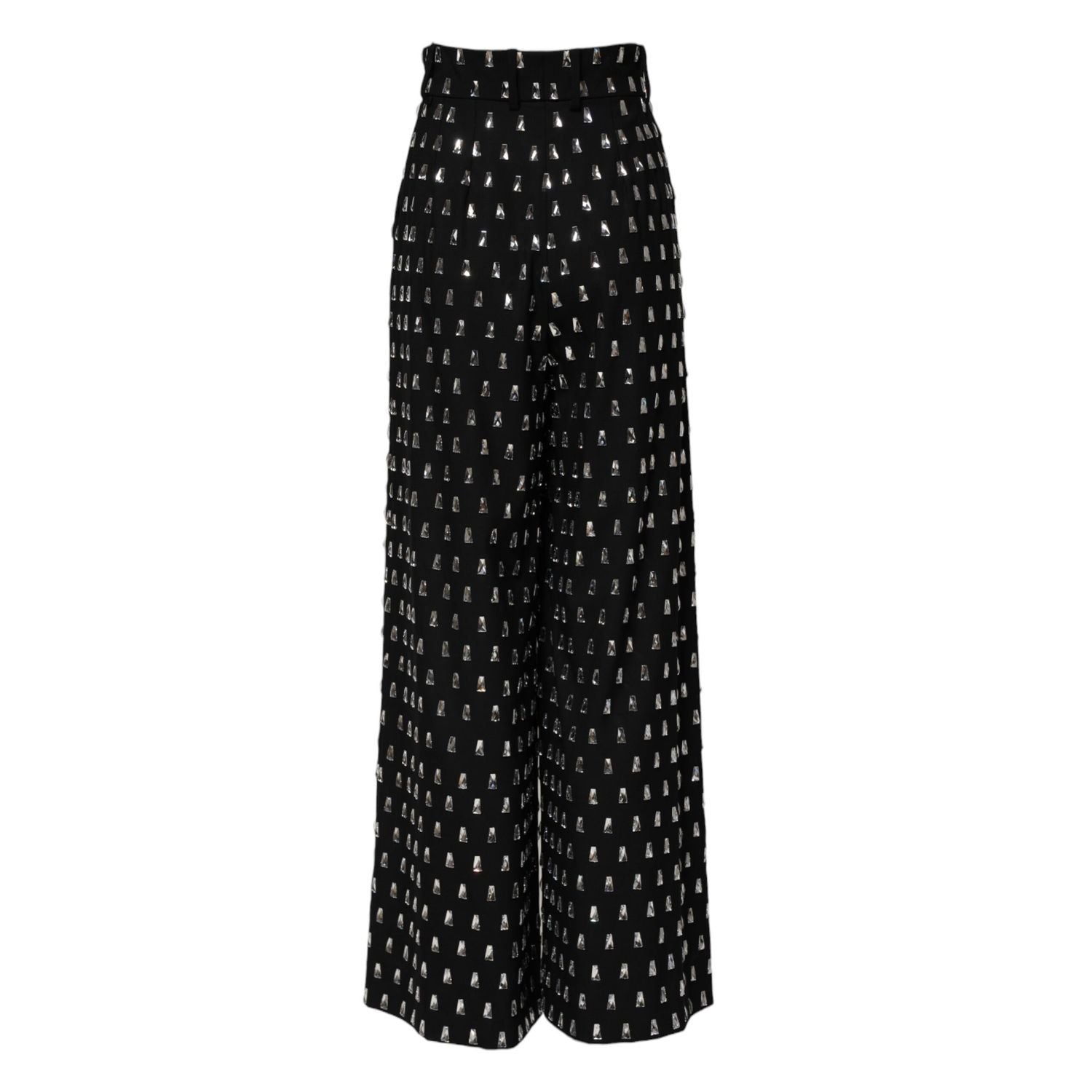 Dolce & Gabbana Black Crystal Embellished Wide Leg Pants