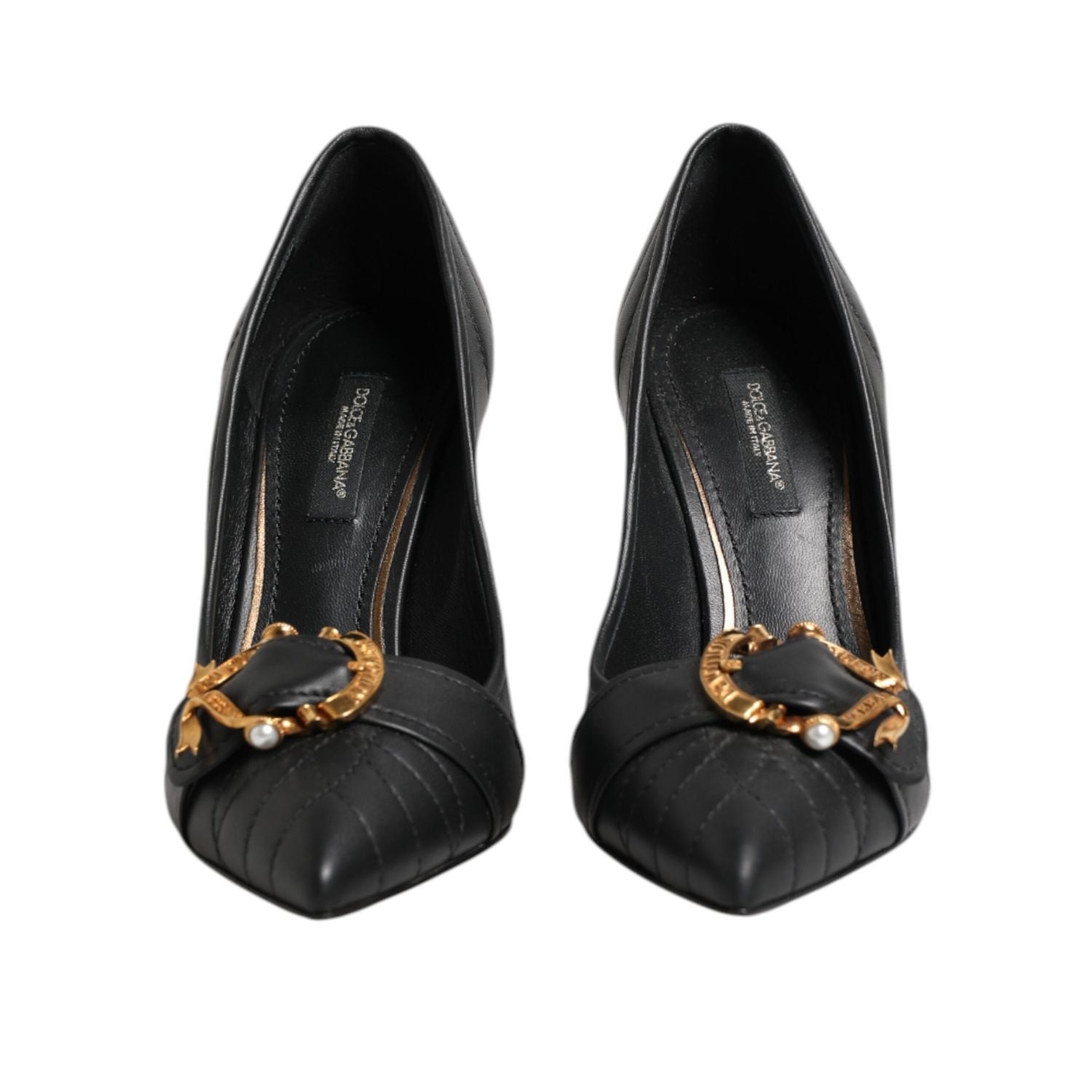 Dolce & Gabbana Black Devotion Leather Heels Pumps Shoes