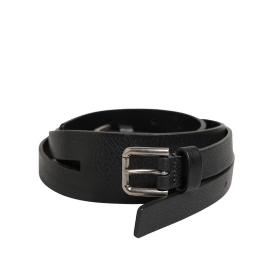 Dolce & Gabbana Black Double Strap Leather Gold Buckle Belt