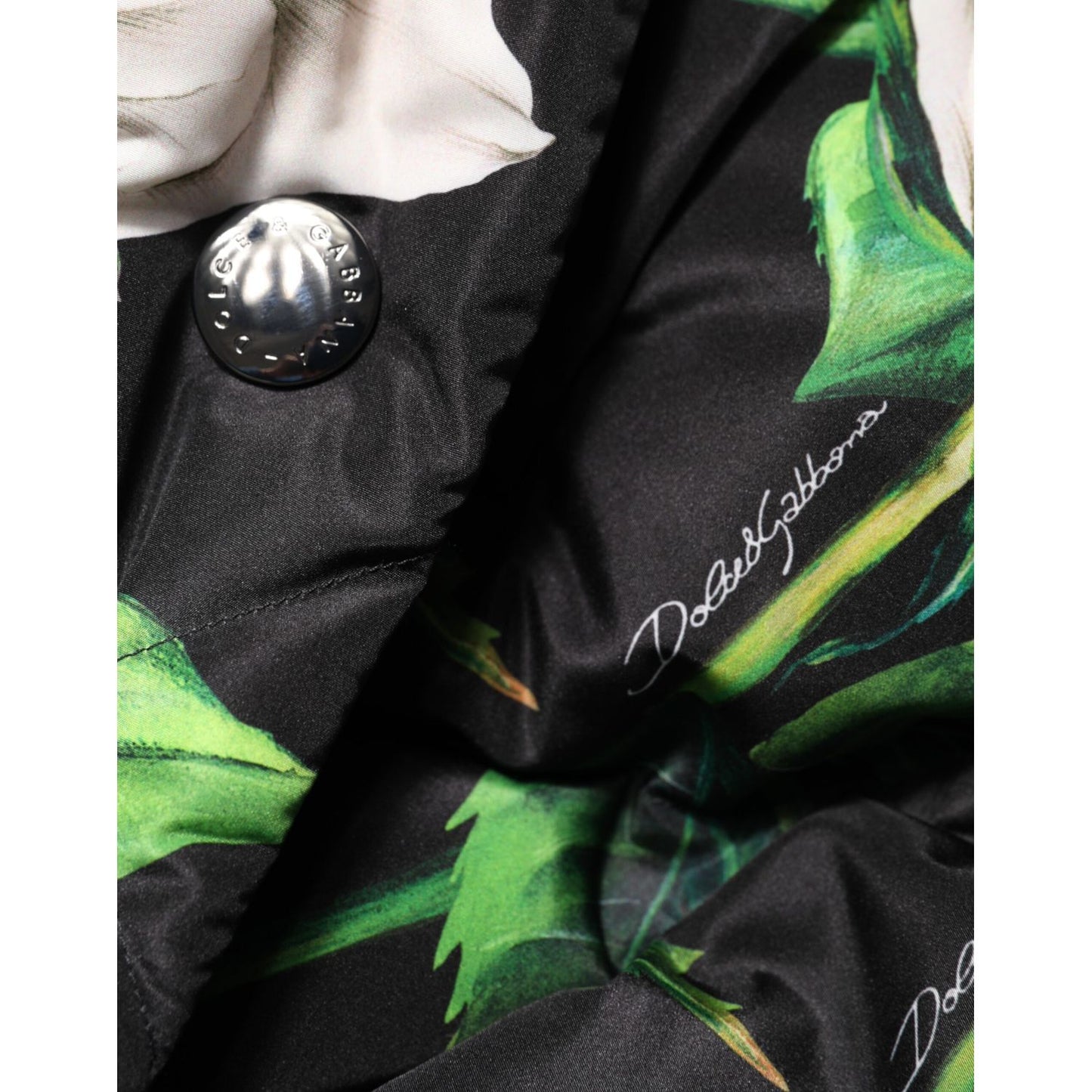 Dolce & Gabbana Black Floral Print Puffer Quilted Jacket