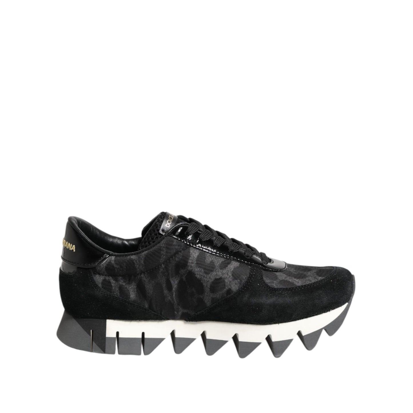 Dolce & Gabbana Black Gray Leopard Low Top Sneakers Shoes