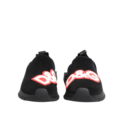 Dolce & Gabbana Black Grey Slip On Sorrento Sneakers Shoes