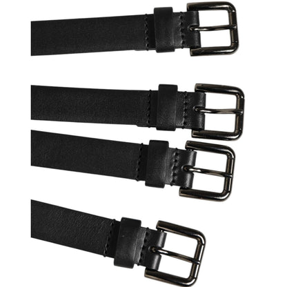 Dolce & Gabbana Black Leather 4-Strap Metal Multi-Buckle Belt
