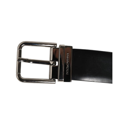 Dolce & Gabbana Black Leather Classic Metal Buckle Men Belt Dolce & Gabbana