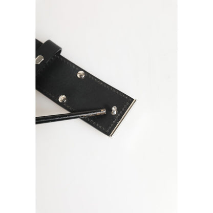 Dolce & Gabbana Black Leather Classic Metal Logo Buckle Belt