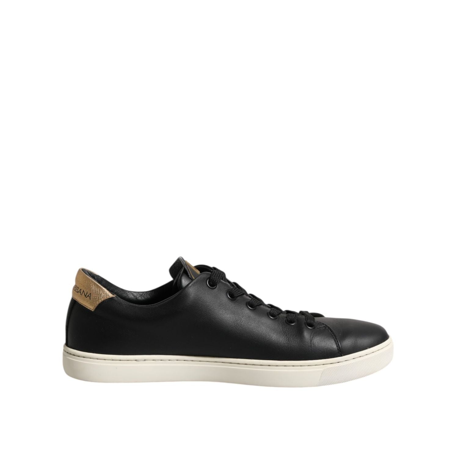 Dolce & Gabbana Black Leather Sacred Heart Sneakers Shoes
