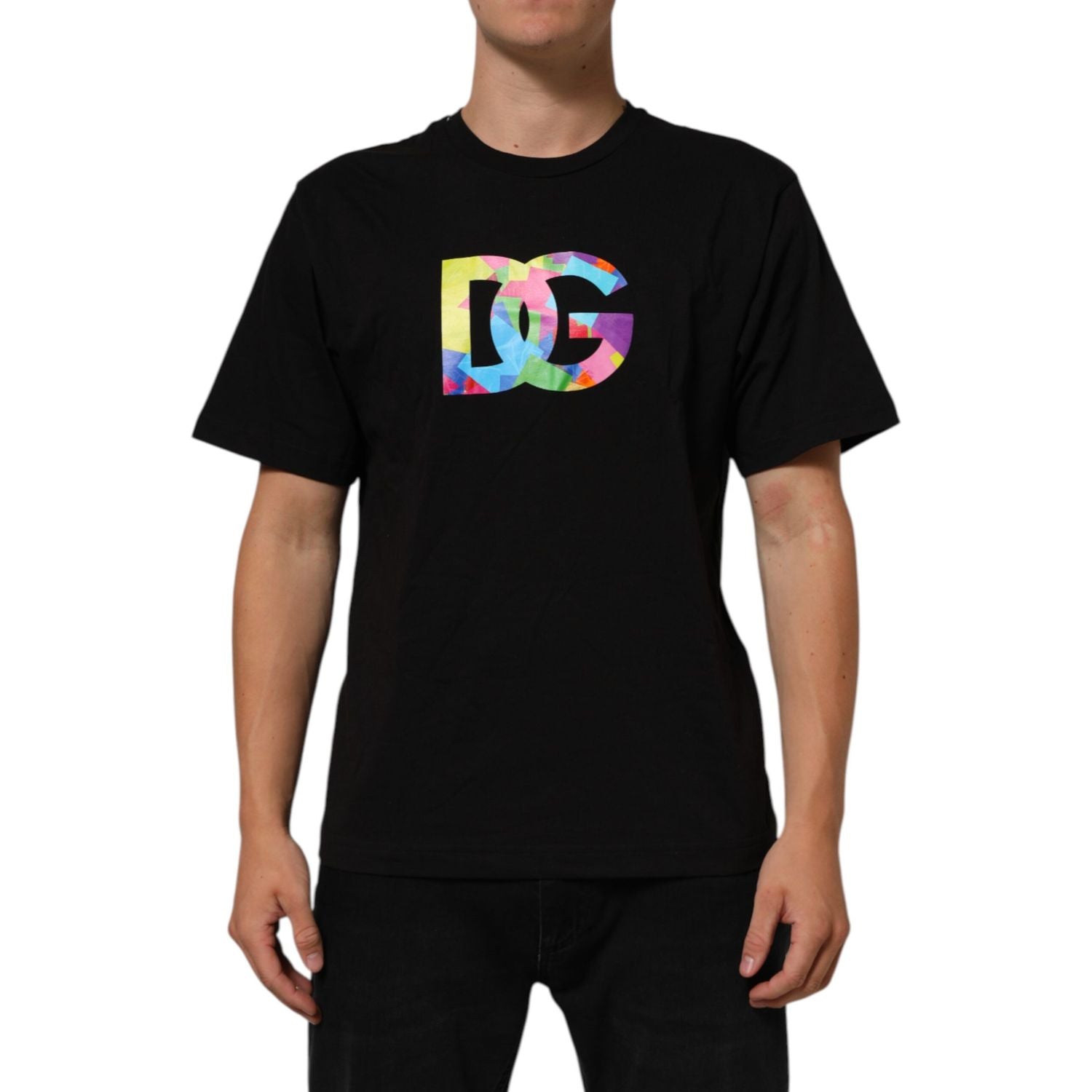 Dolce & Gabbana Black Logo Print Cotton Crew Neck  T-shirt