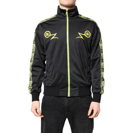 Dolce & Gabbana Black Logo Turtleneck Zip Bomber Jacket