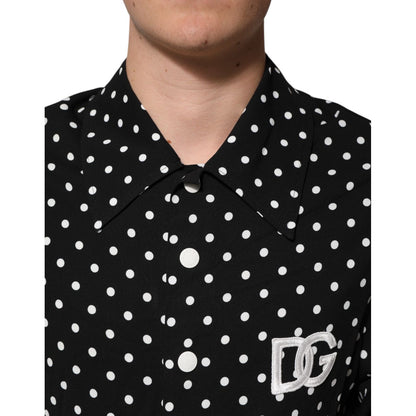 Dolce & Gabbana Black Polka Dot Short Sleeves Collared Polo T-shirt