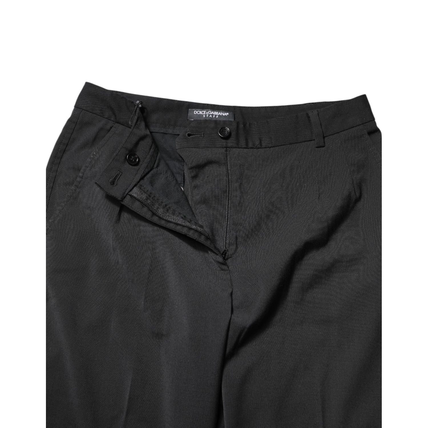 Dolce & Gabbana Black Polyester High Waist Slim Pants