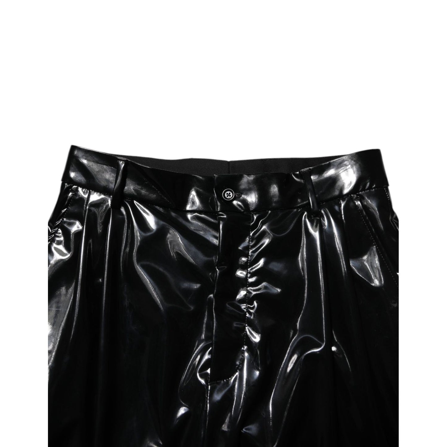 Dolce & Gabbana Black Polyester Mid Waist Men Trouser Pants