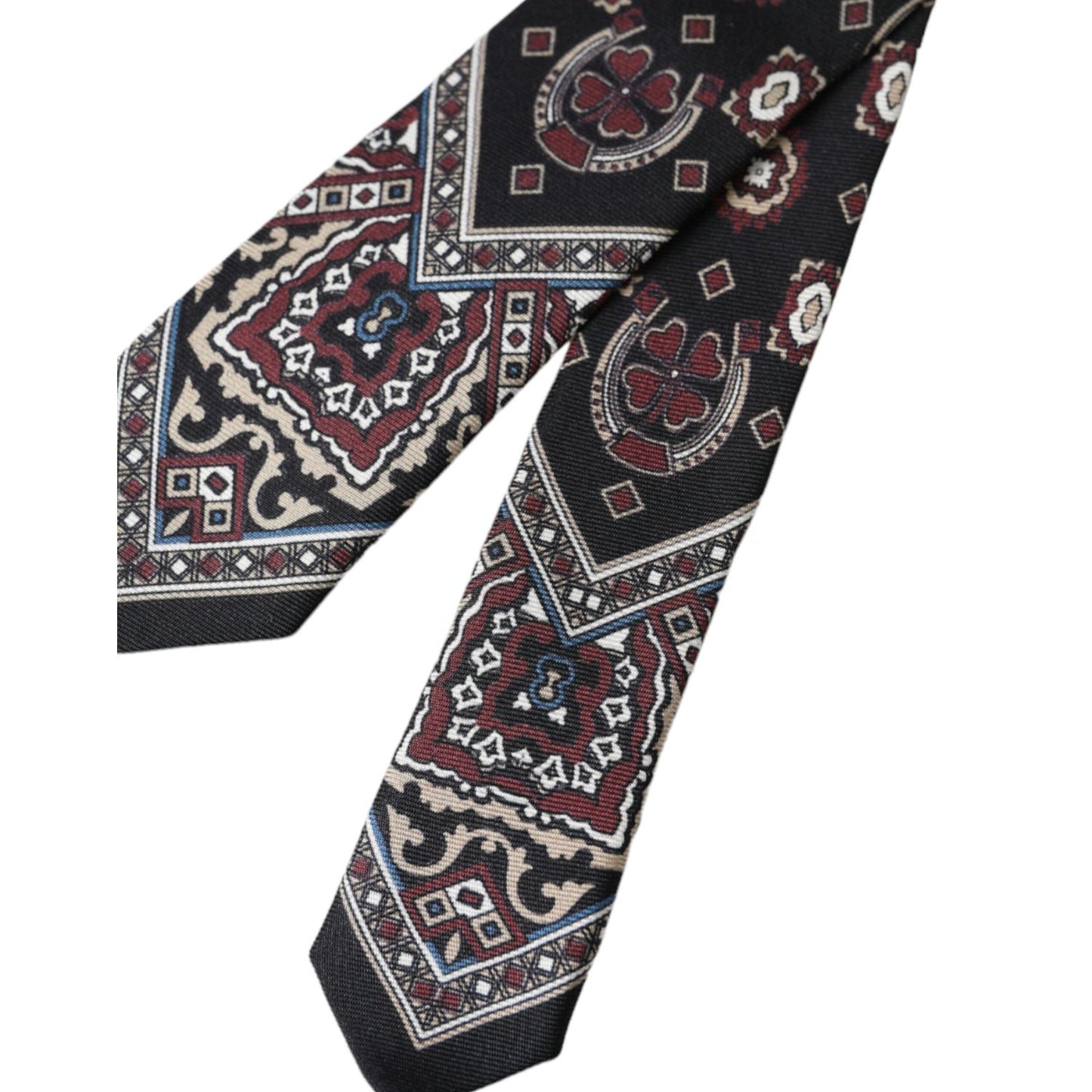 Dolce & Gabbana Black Printed 100% Silk Adjustable Men Tie
