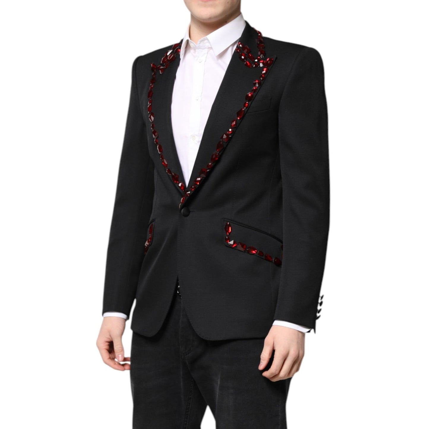 Dolce & Gabbana Black SICILIA CrystalEmbellished Coat Blazer