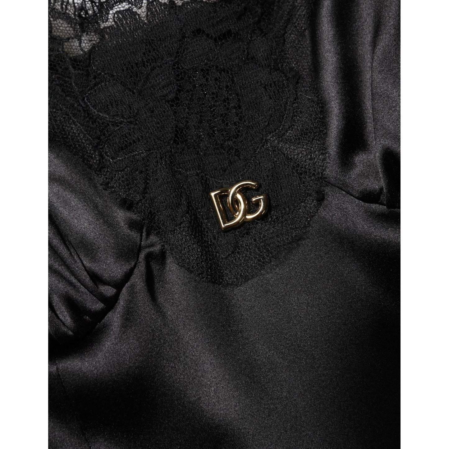 Dolce & Gabbana Black Silk Blend Lace Trim Sleeveless Mini Dress