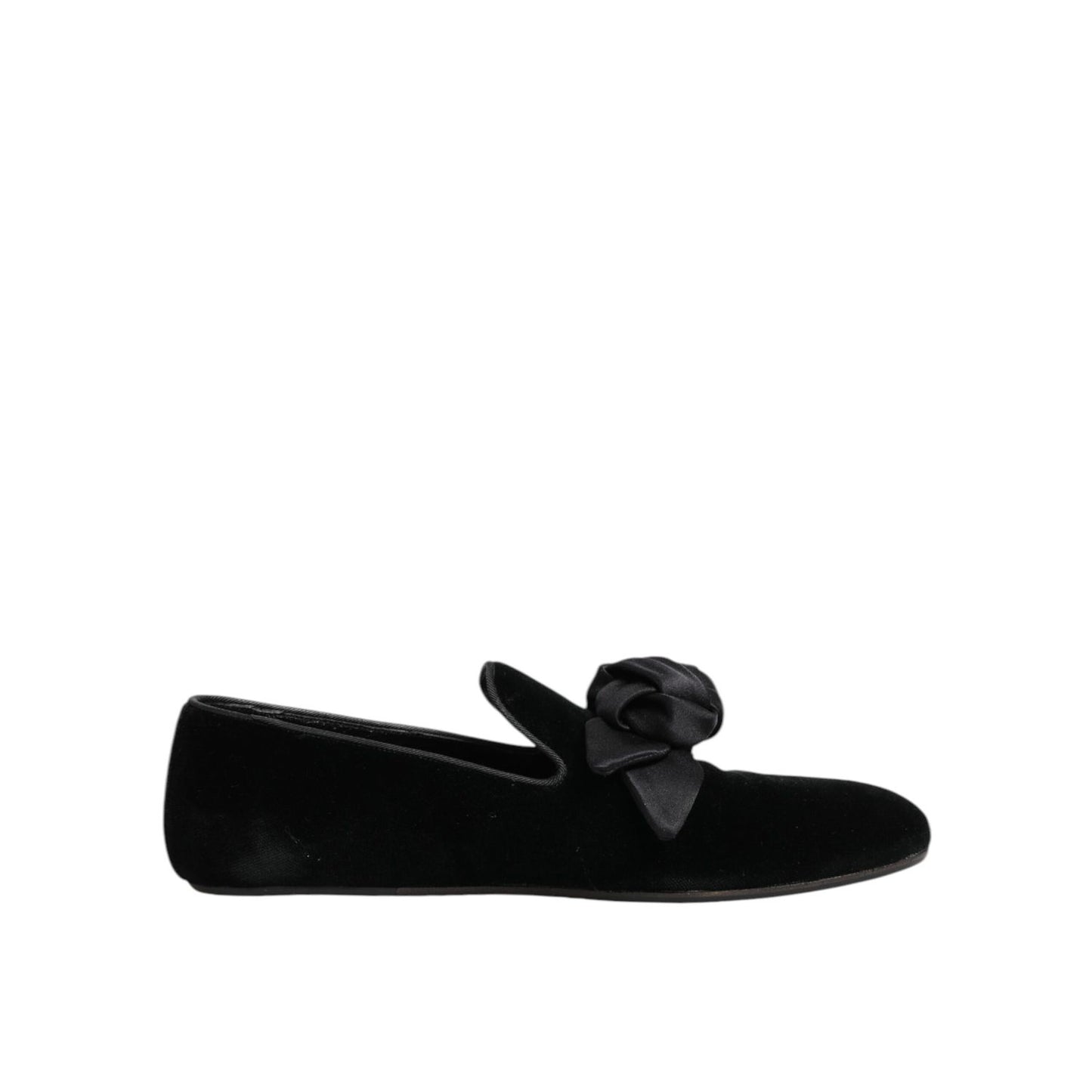 Dolce & Gabbana Black Suede Cotton Rose Slip On Loafers Shoes