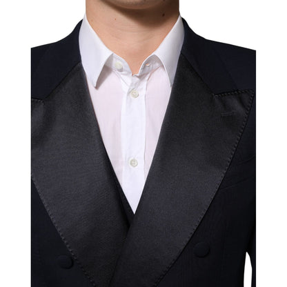 Dolce & Gabbana Black Wool 3 Piece Slim Fit Formal Men Suit