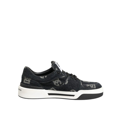 Dolce & Gabbana Blue Cotton Denim Logo Low Top Sneakers Shoes