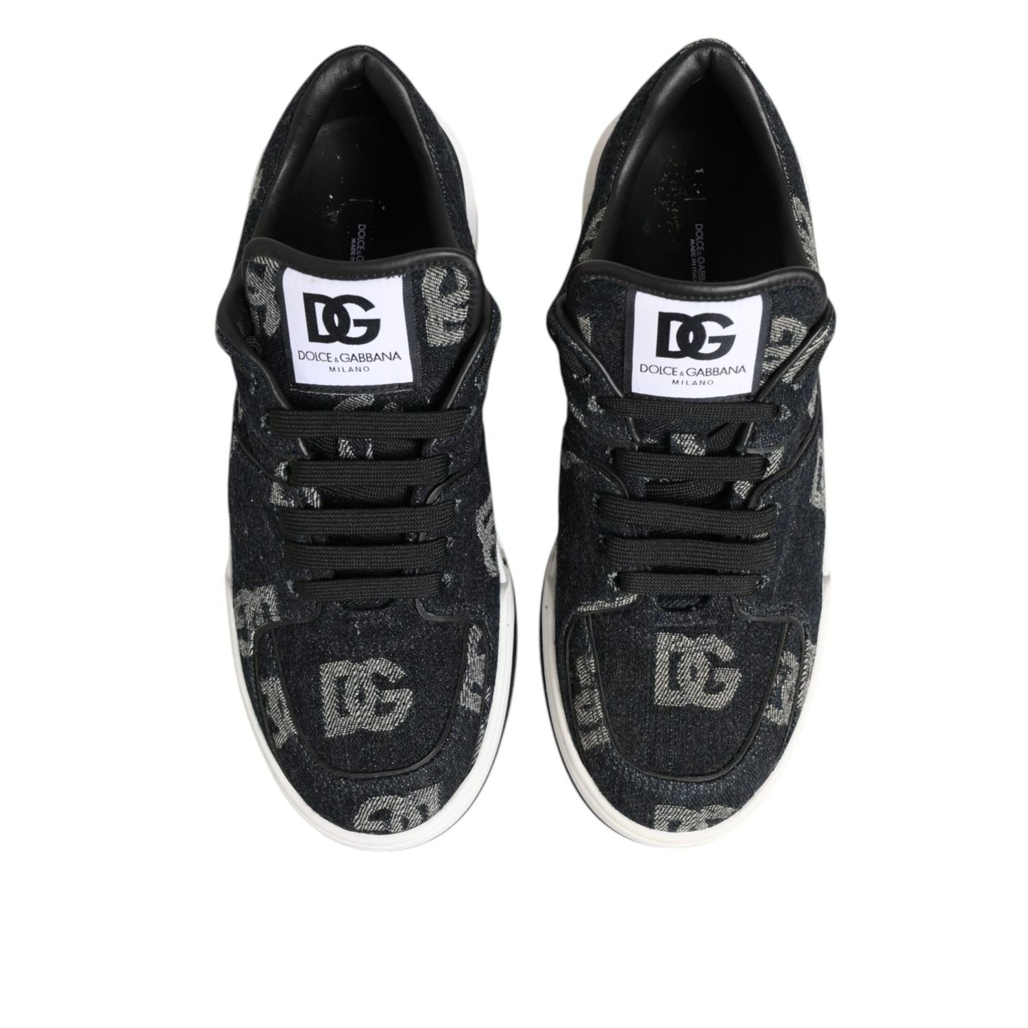Dolce & Gabbana Blue Cotton Denim Logo Low Top Sneakers Shoes