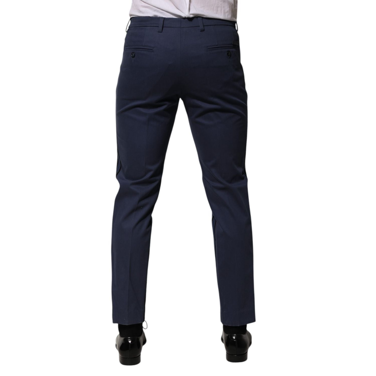 Dolce & Gabbana Blue Cotton Tapered Men Formal Trousers Pants