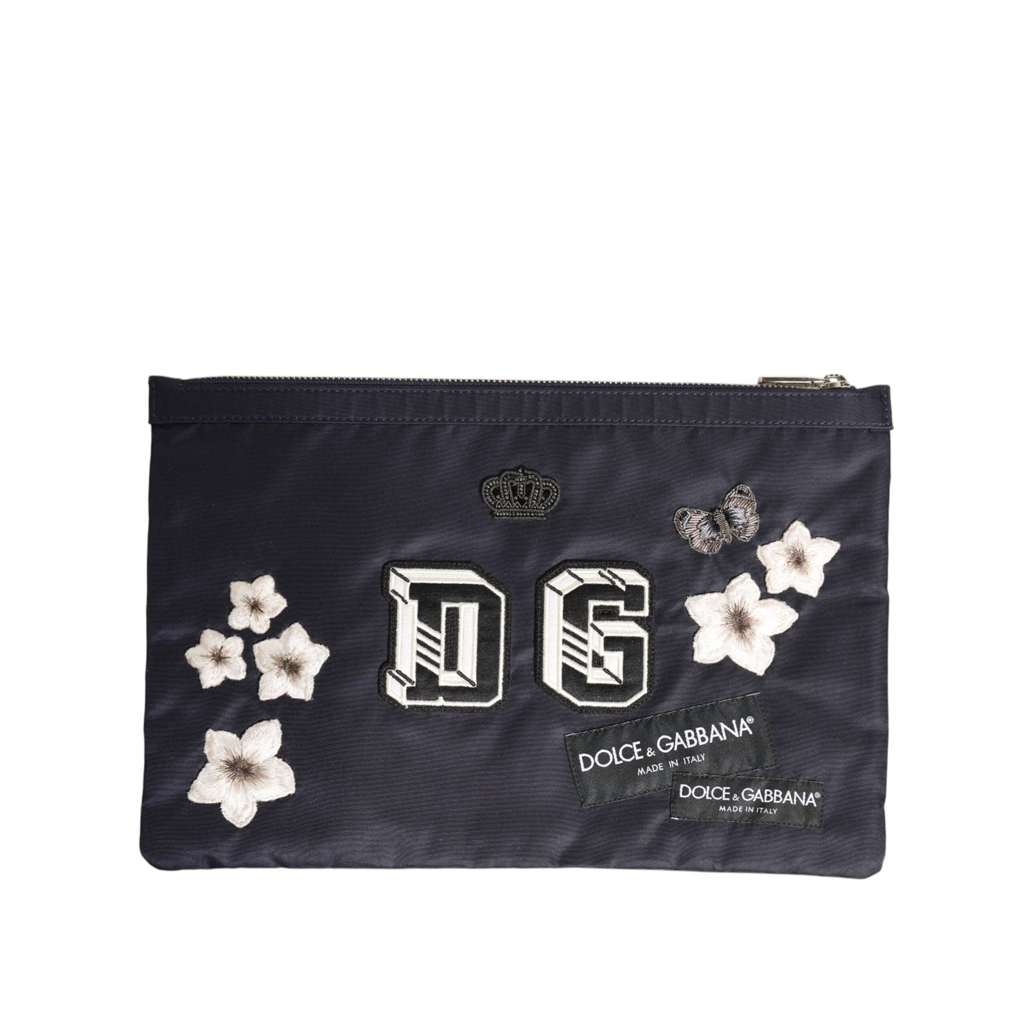 Dolce & Gabbana Blue DG Logo Patch Embellished Pouch Clutch Men Borse Bag