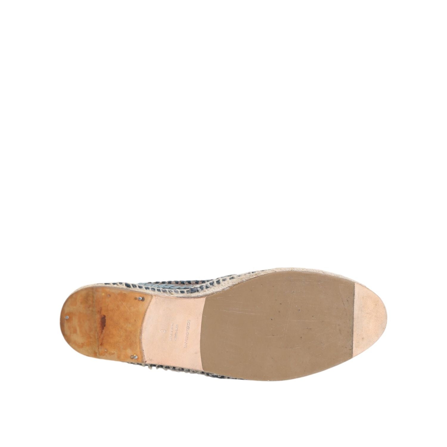 Dolce & Gabbana Blue Gray Woven Leather Buffalo Espadrille Shoes